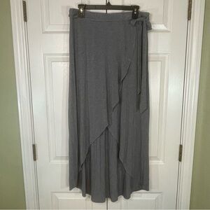 Elegant Gray Women's High-Low Wrap Style Skirt